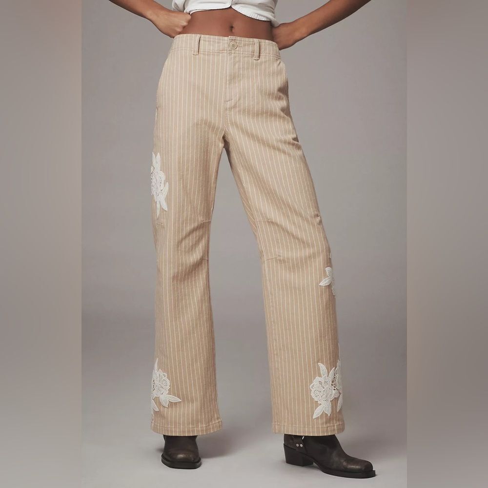 Anthropologie lace and Striped  Pants - Picture 2 of 8